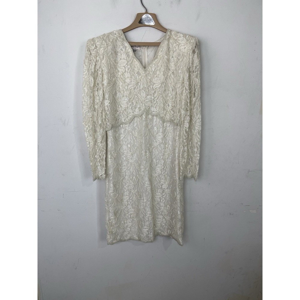 Laurence Kazar Womens Dress Large Mother Beaded Wedding Lace Grandmother Ivory